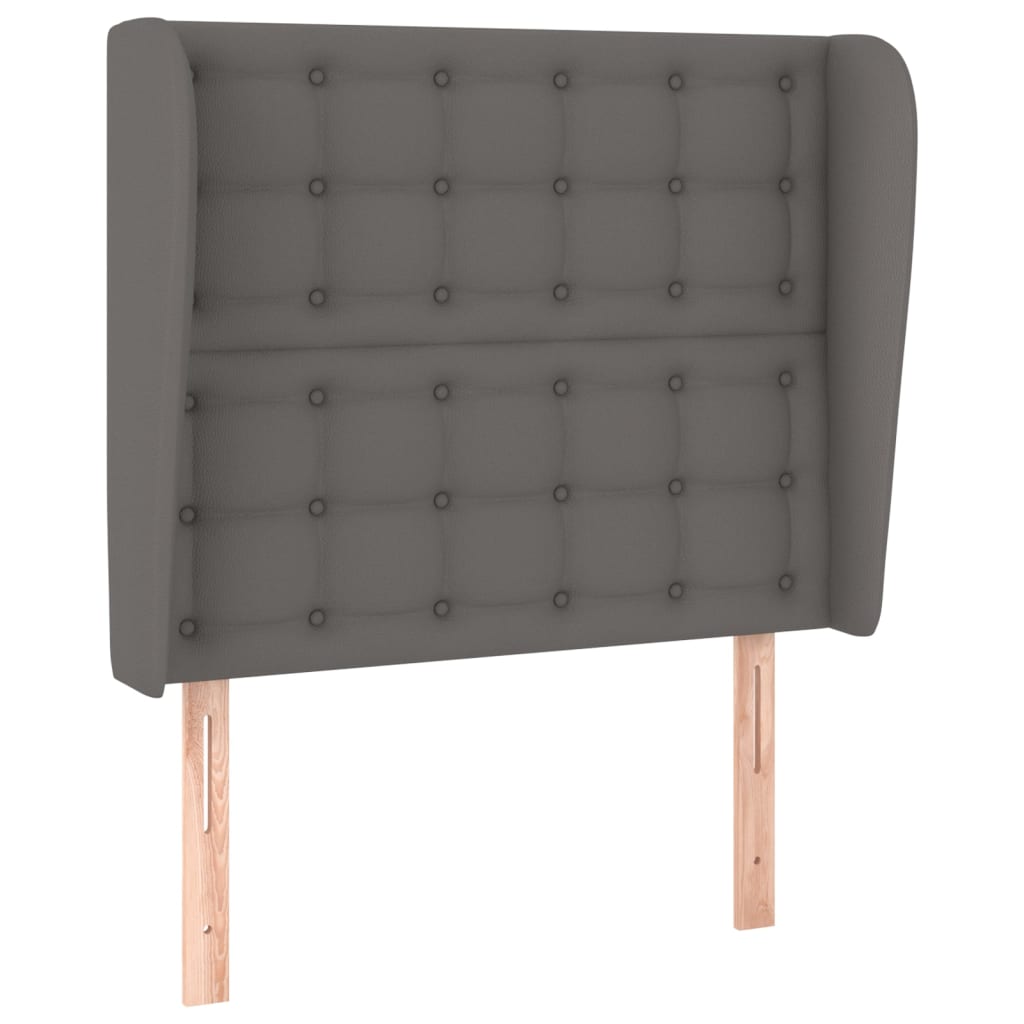 Uzglavlje s ušima sivo 83 x 23 x 118/128 cm od umjetne kože