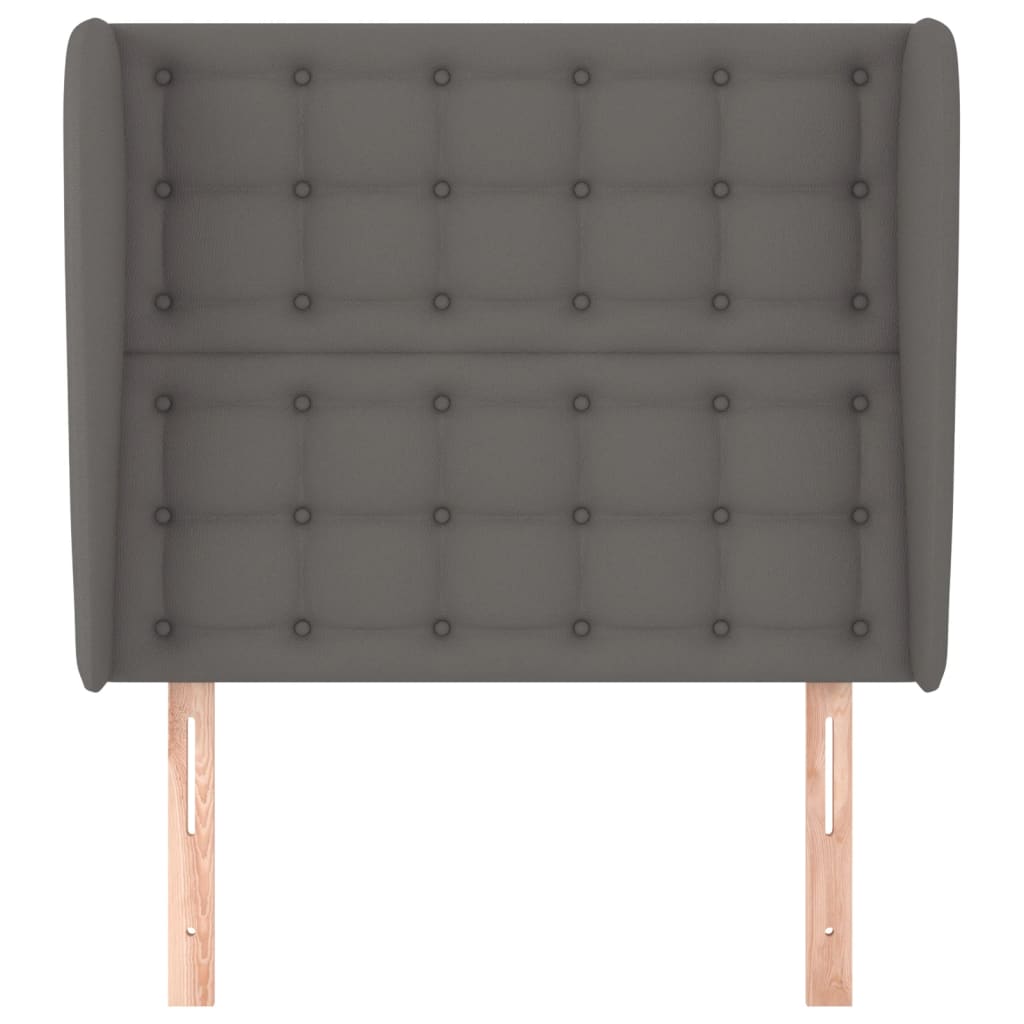 Uzglavlje s ušima sivo 83 x 23 x 118/128 cm od umjetne kože