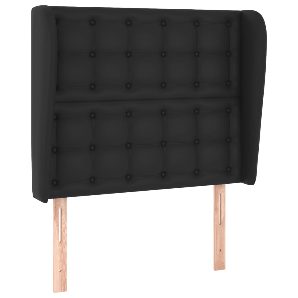 Uzglavlje s ušima crno 93x23x118/128 cm od umjetne kože