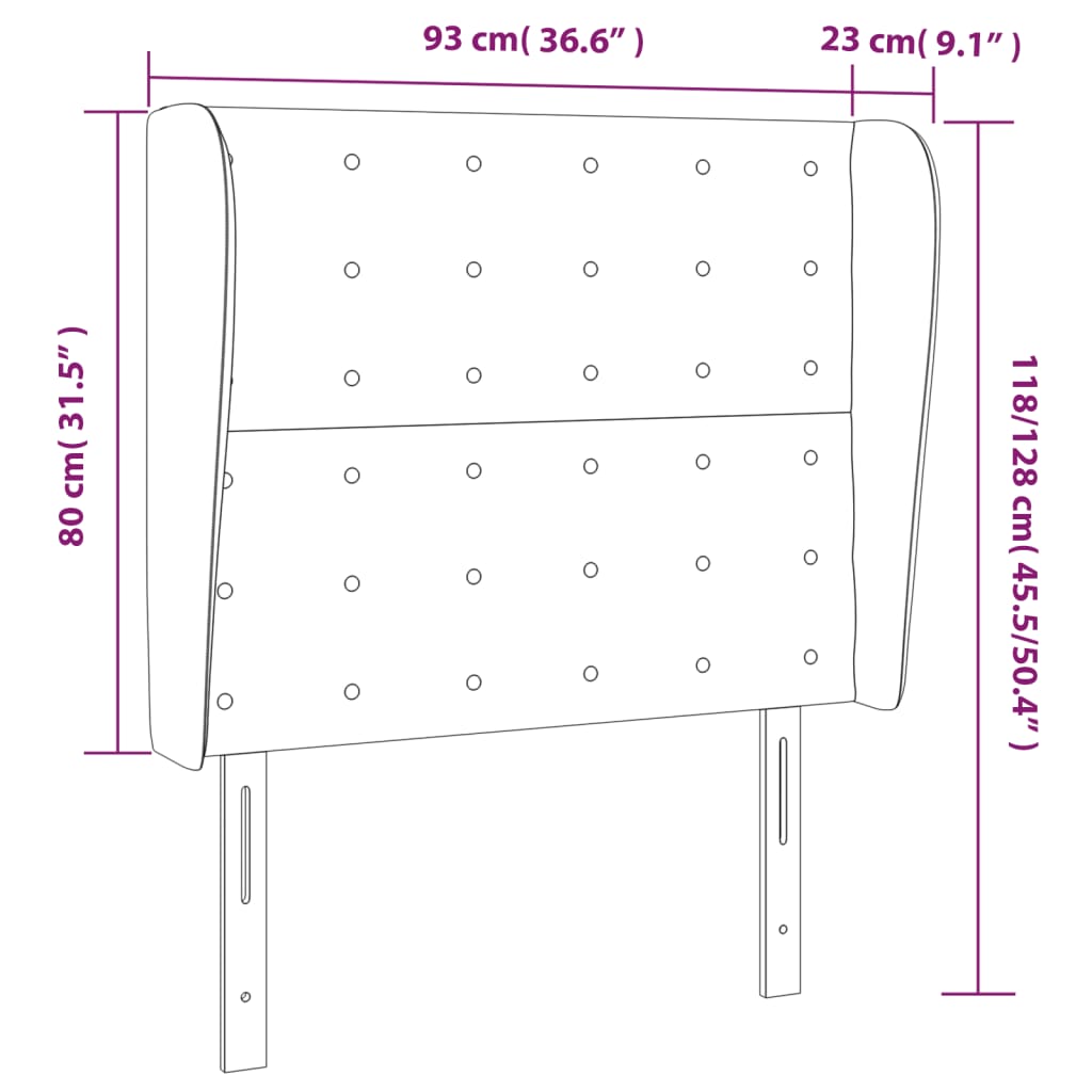 Uzglavlje s ušima bijelo 93x23x118/128 cm od umjetne kože