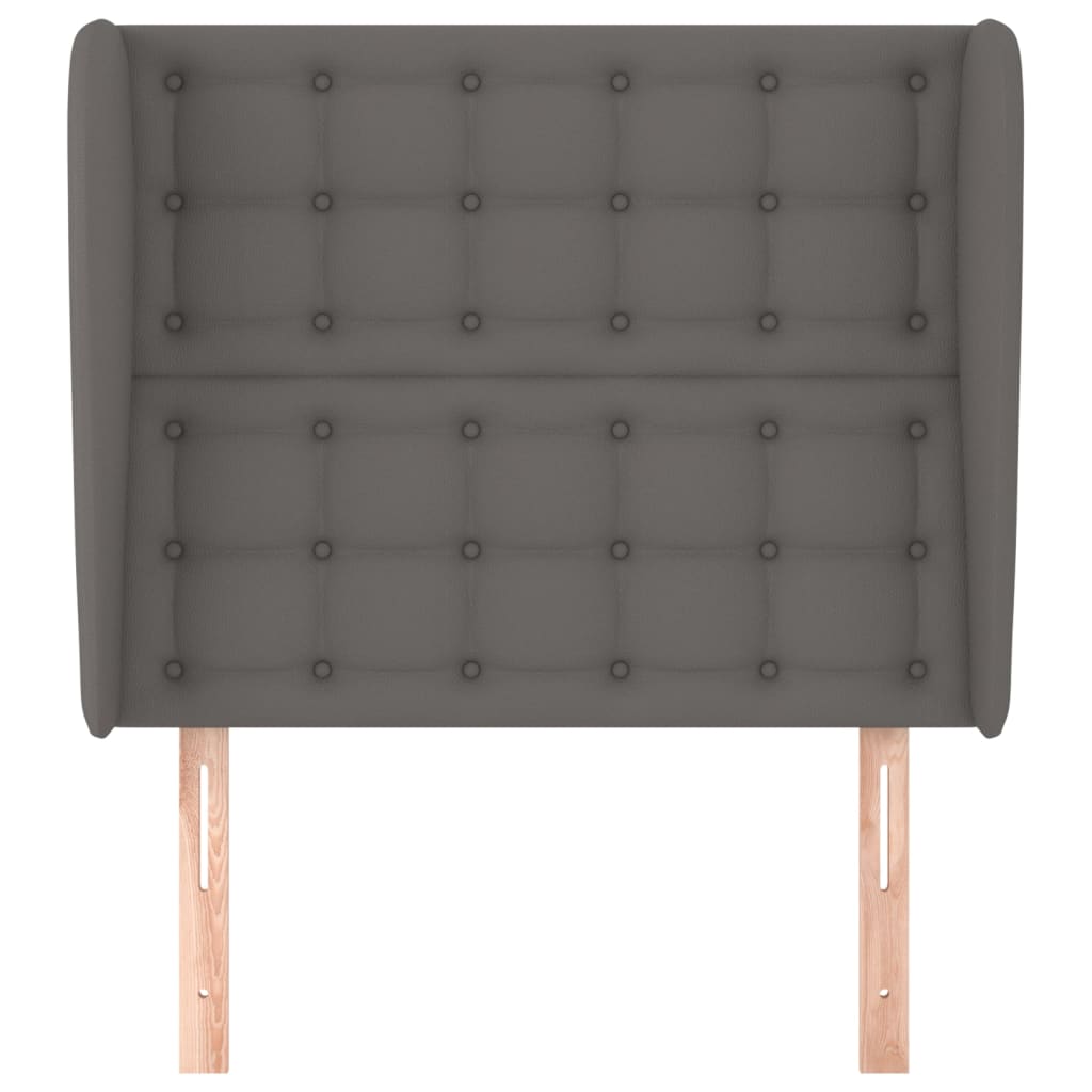 Uzglavlje s ušima sivo 93x23x118/128 cm od umjetne kože
