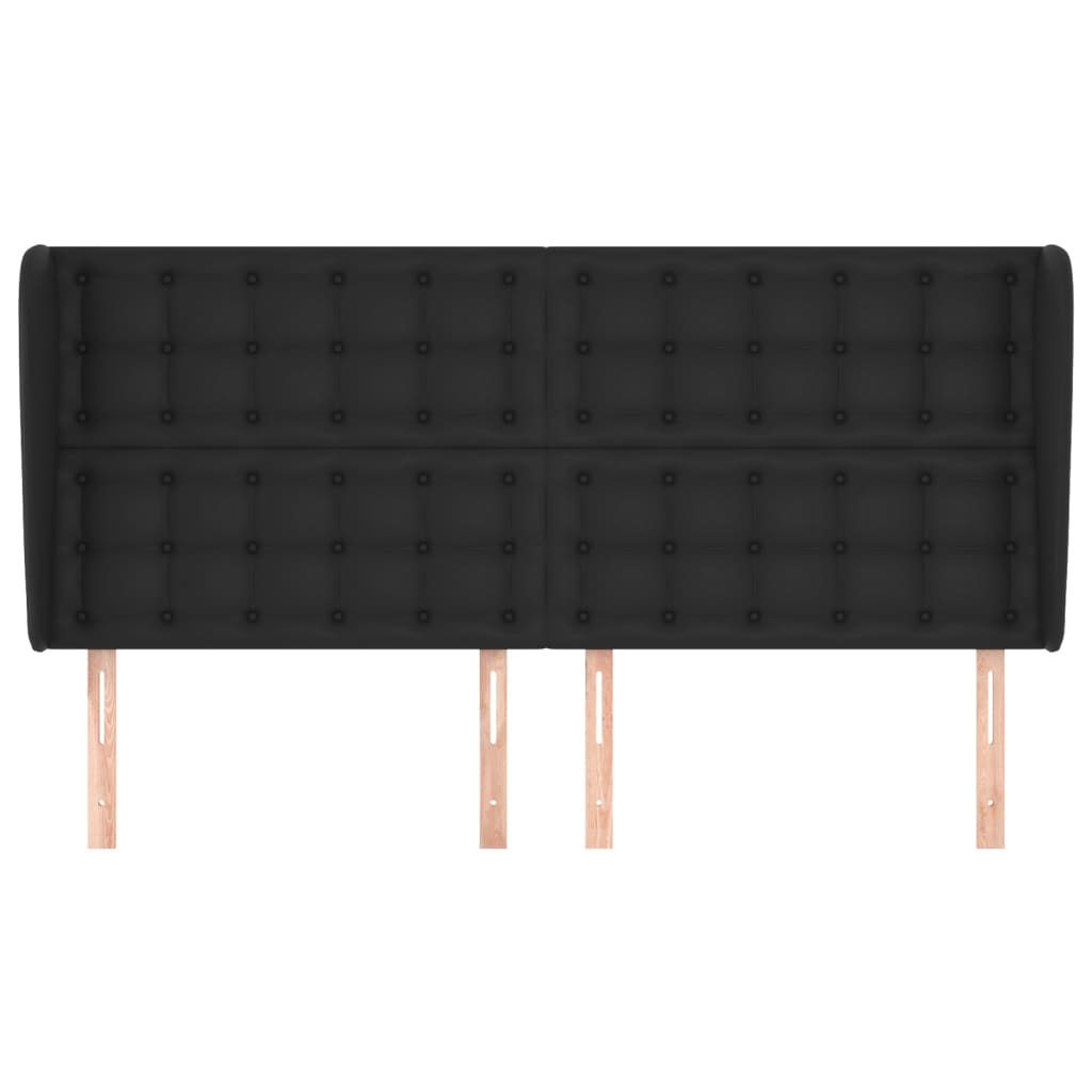 Uzglavlje s ušima crno 163x23x118/128 cm od umjetne kože