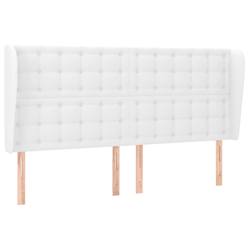 Uzglavlje s ušima bijelo 183x23x118/128 cm od umjetne kože