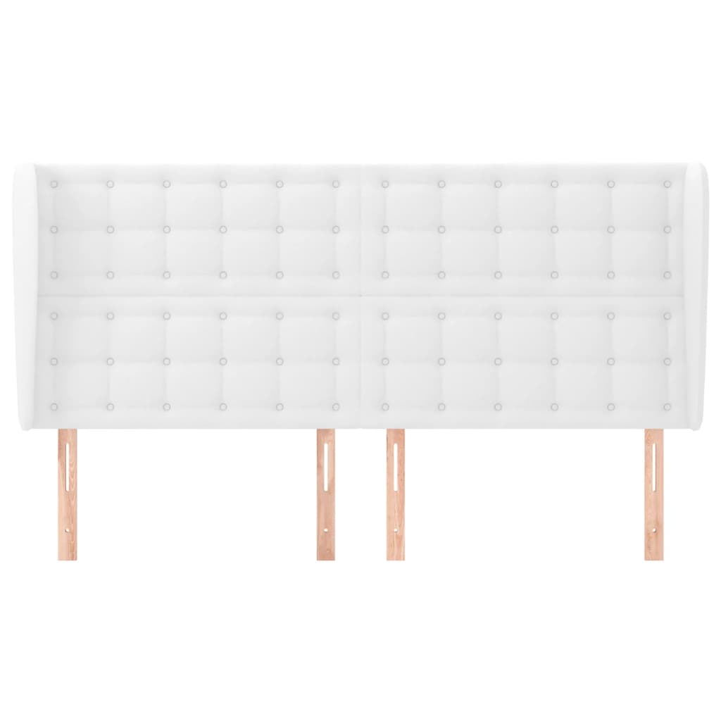 Uzglavlje s ušima bijelo 183x23x118/128 cm od umjetne kože