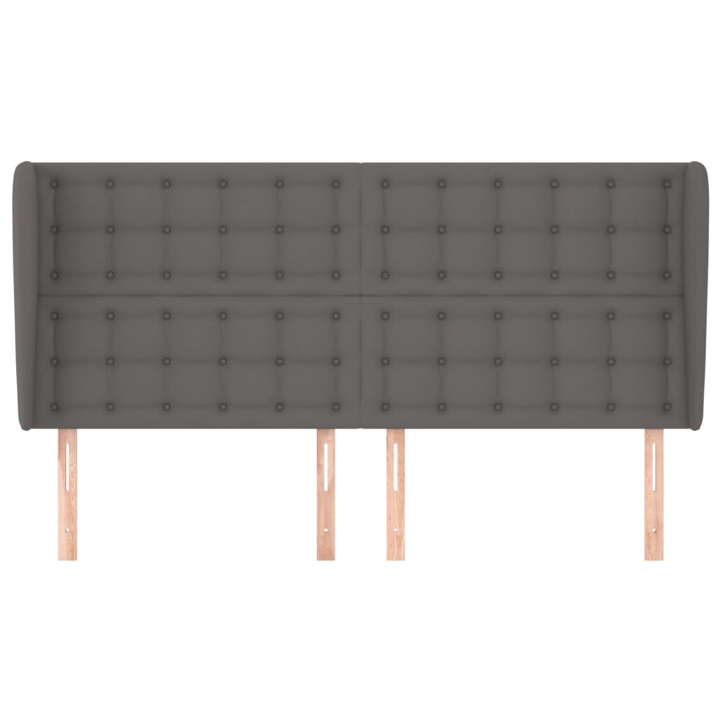Uzglavlje s ušima sivo 183x23x118/128 cm od umjetne kože