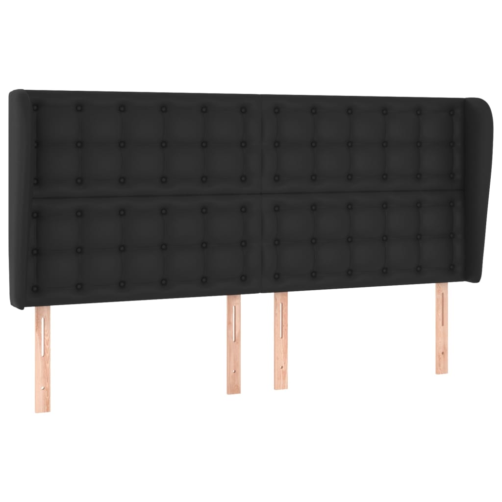 Uzglavlje s ušima crno 203x23x118/128 cm od umjetne kože