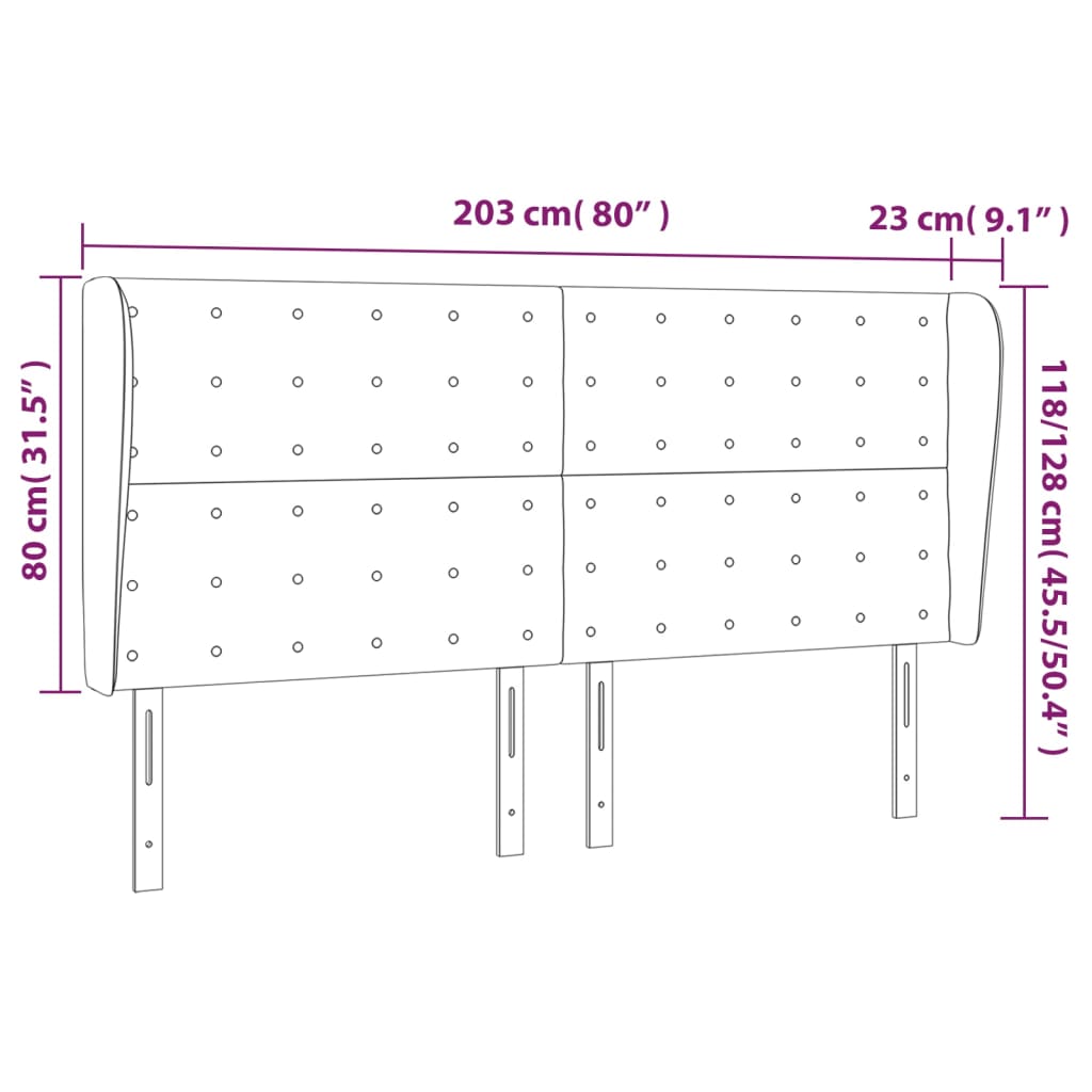 Uzglavlje s ušima bijelo 203x23x118/128 cm od umjetne kože