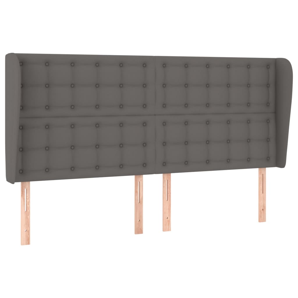 Uzglavlje s ušima sivo 203x23x118/128 cm od umjetne kože