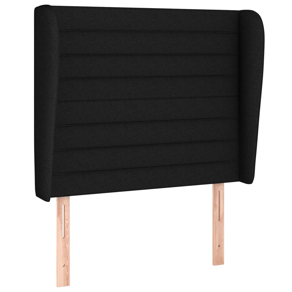 Uzglavlje s ušima crno 83 x 23 x 118/128 cm od tkanine