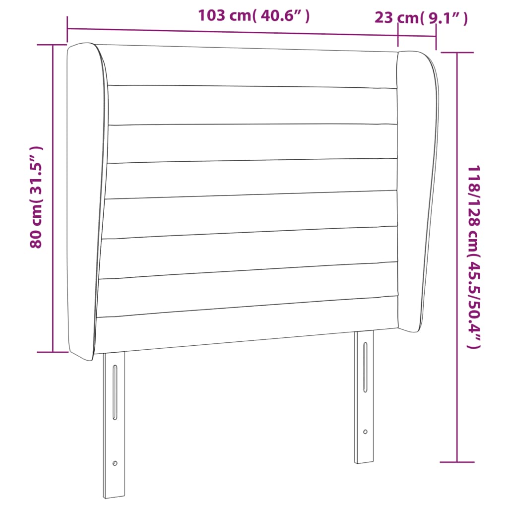 Uzglavlje s ušima svjetlosivo 103x23x118/128 cm od tkanine