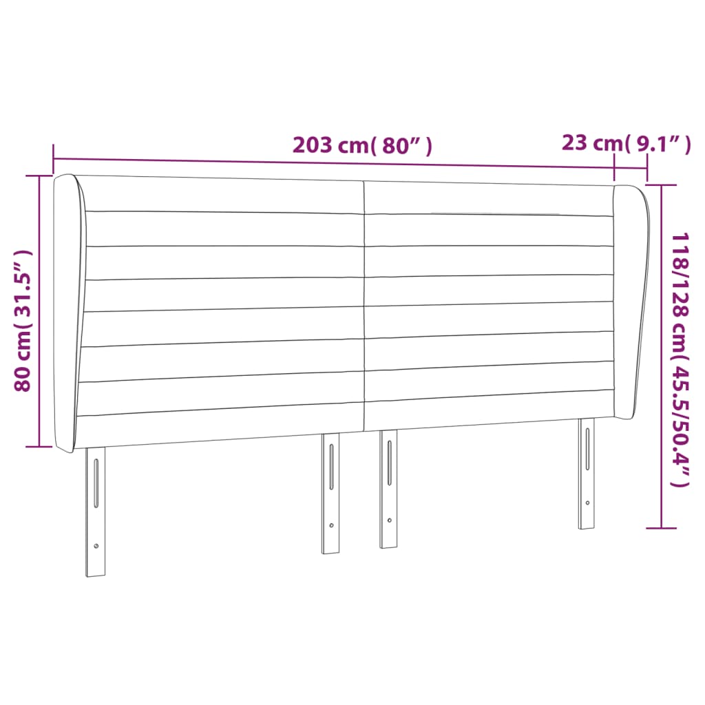 Uzglavlje s ušima krem 203x23x118/128 cm od tkanine