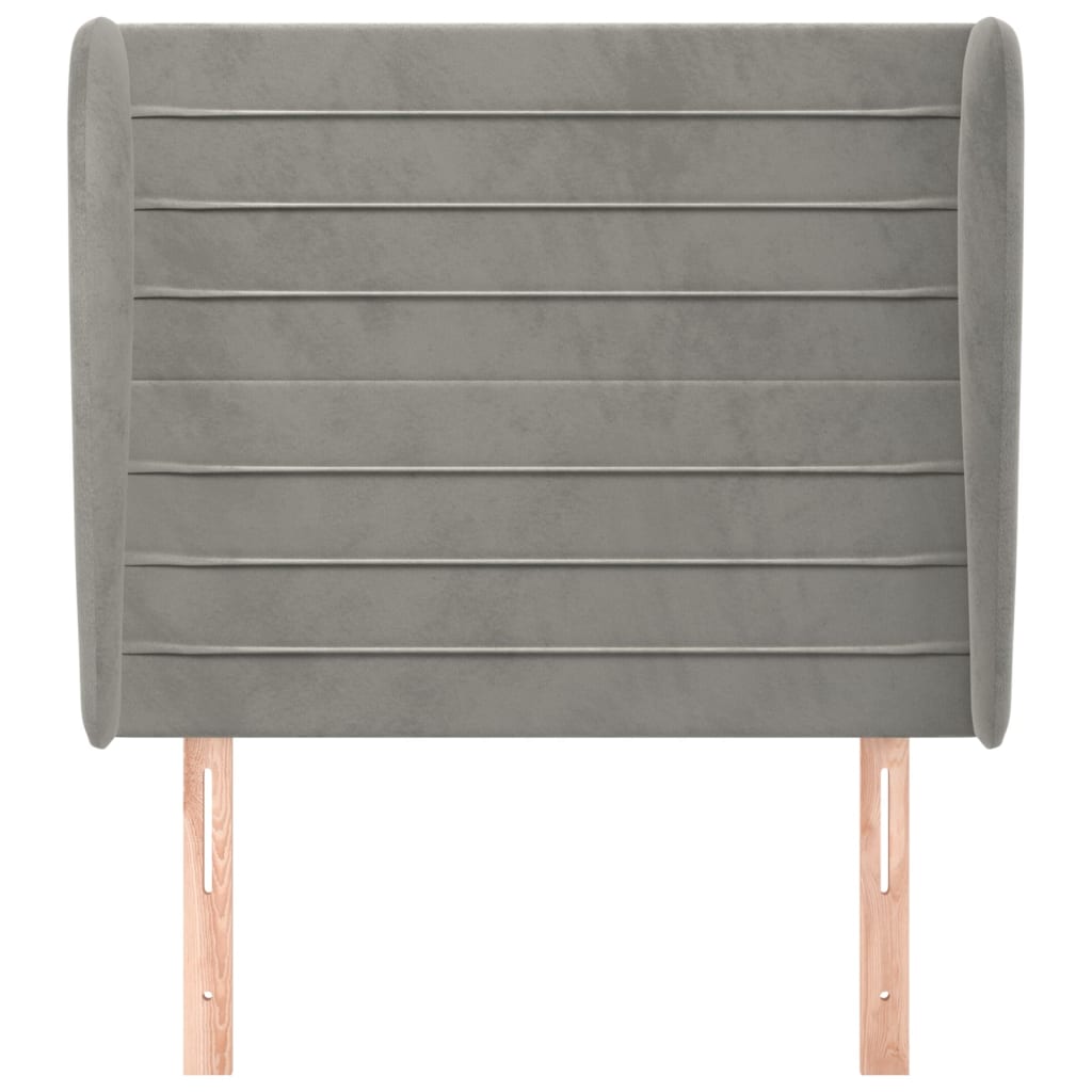 Uzglavlje s ušima svjetlosivo 83 x 23 x 118/128 cm baršunasto