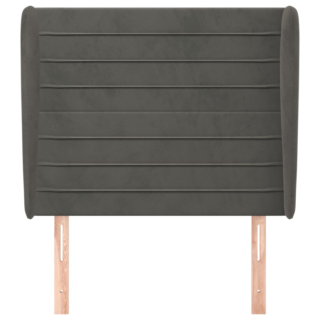 Uzglavlje s ušima tamnosivo 83 x 23 x 118/128 cm baršunasto