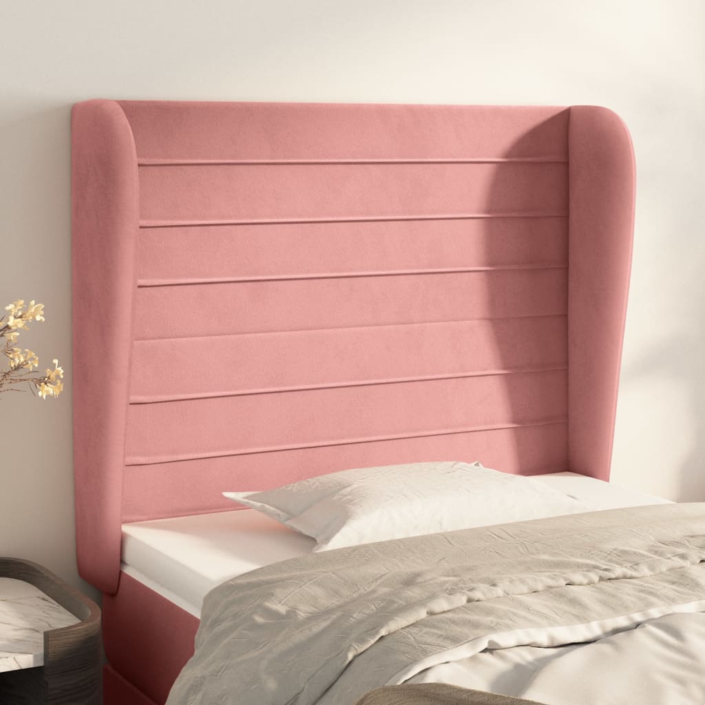 Uzglavlje s ušima ružičasto 83 x 23 x 118/128 cm baršunasto