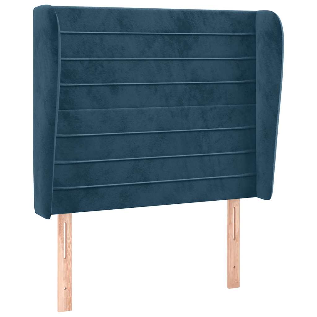 Uzglavlje s ušima tamnoplavo 103x23x118/128 cm baršunasto