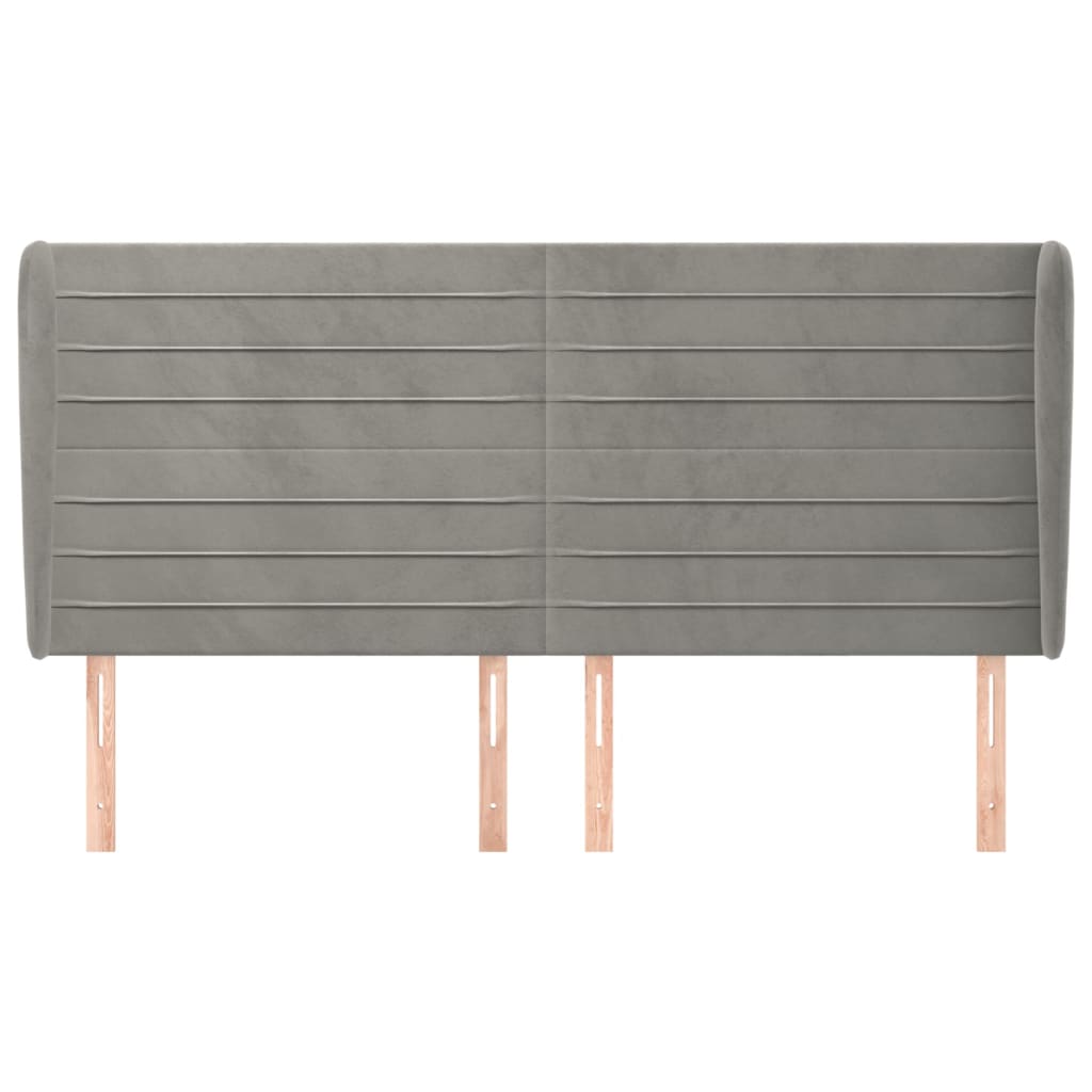 Uzglavlje s ušima svjetlosivo 203x23x118/128 cm baršunasto