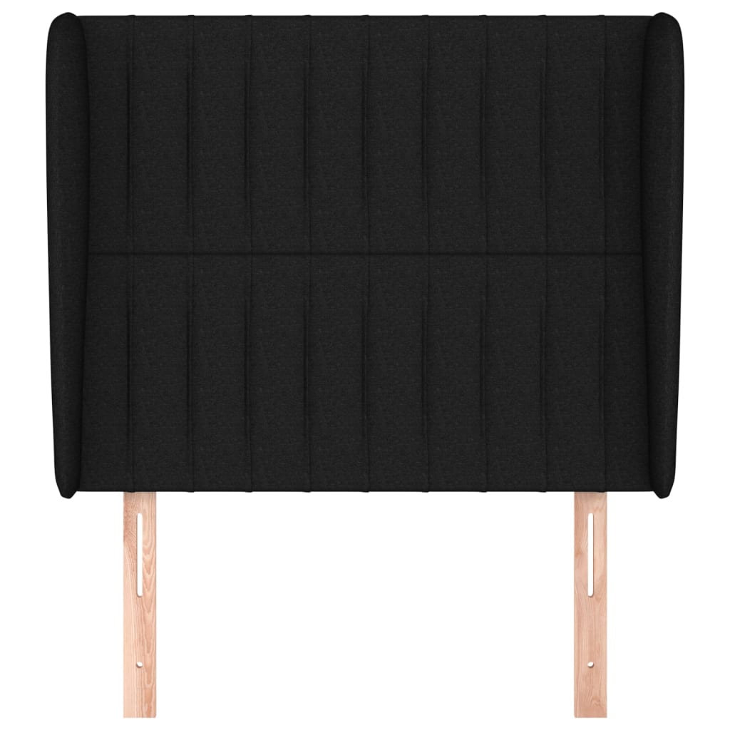 Uzglavlje s ušima crno 103x23x118/128 cm od tkanine