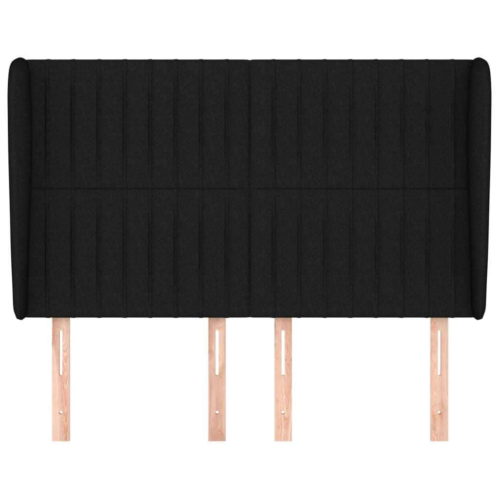 Uzglavlje s ušima crno 147x23x118/128 cm od tkanine