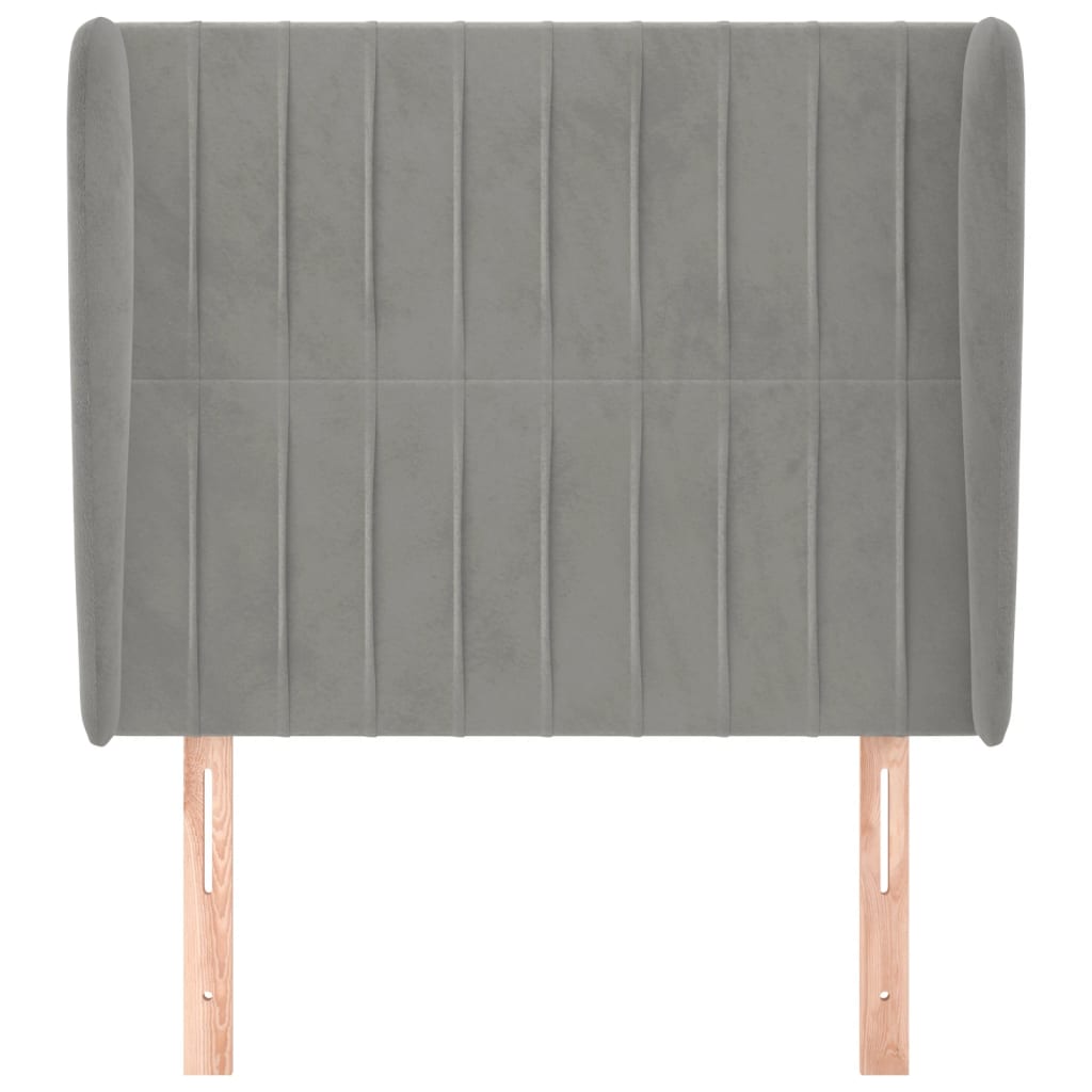 Uzglavlje s ušima svjetlosivo 83 x 23 x 118/128 cm baršunasto