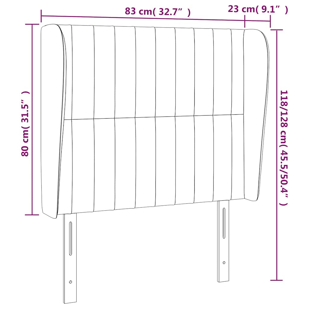 Uzglavlje s ušima tamnoplavo 83 x 23 x 118/128 cm baršunasto