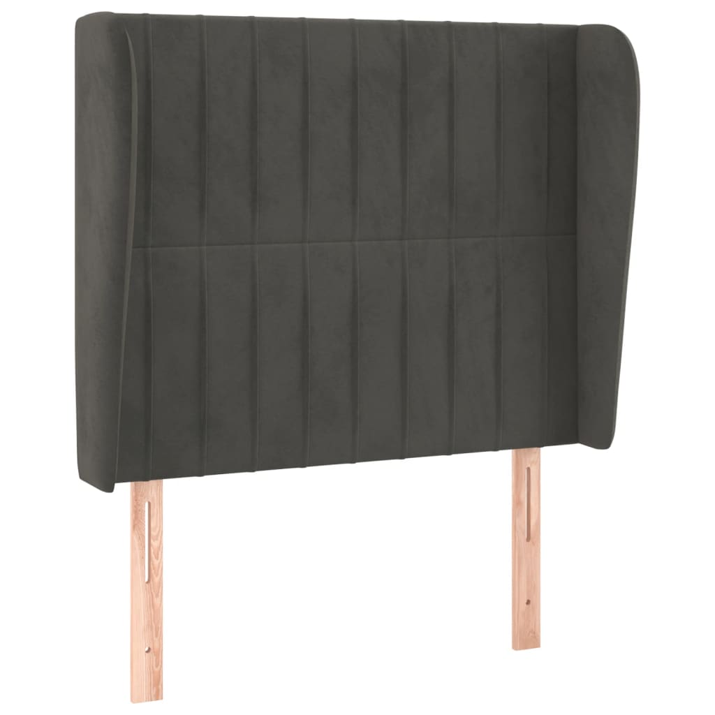 Uzglavlje s ušima tamnosivo 93x23x118/128 cm baršunasto