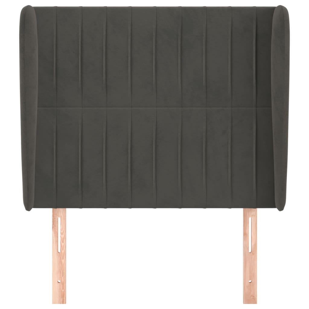 Uzglavlje s ušima tamnosivo 93x23x118/128 cm baršunasto