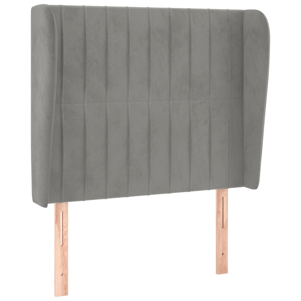 Uzglavlje s ušima svjetlosivo 103x23x118/128 cm baršunasto
