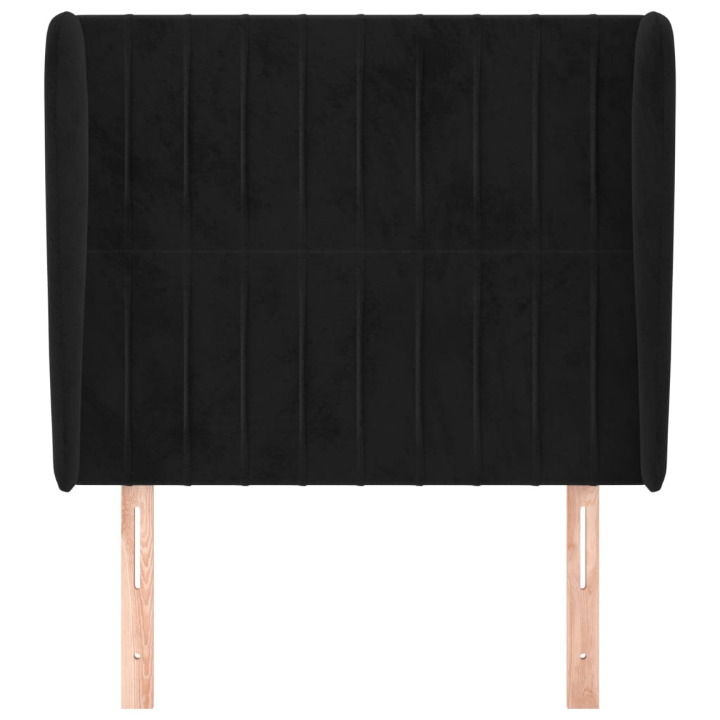 Uzglavlje s ušima crno 103x23x118/128 cm baršunasto