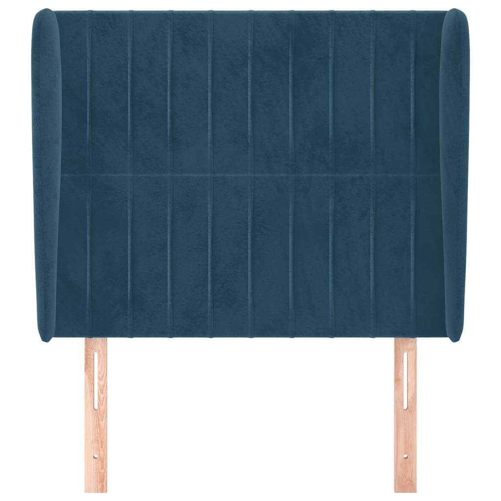 Uzglavlje s ušima tamnoplavo 103x23x118/128 cm baršunasto