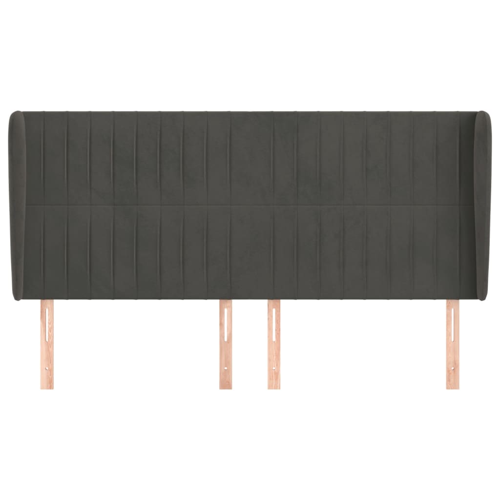 Uzglavlje s ušima tamnosivo 163x23x118/128 cm baršunasto