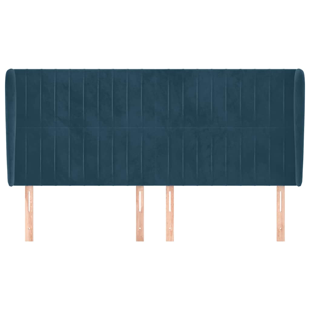 Uzglavlje s ušima tamnoplavo 163x23x118/128 cm baršunasto