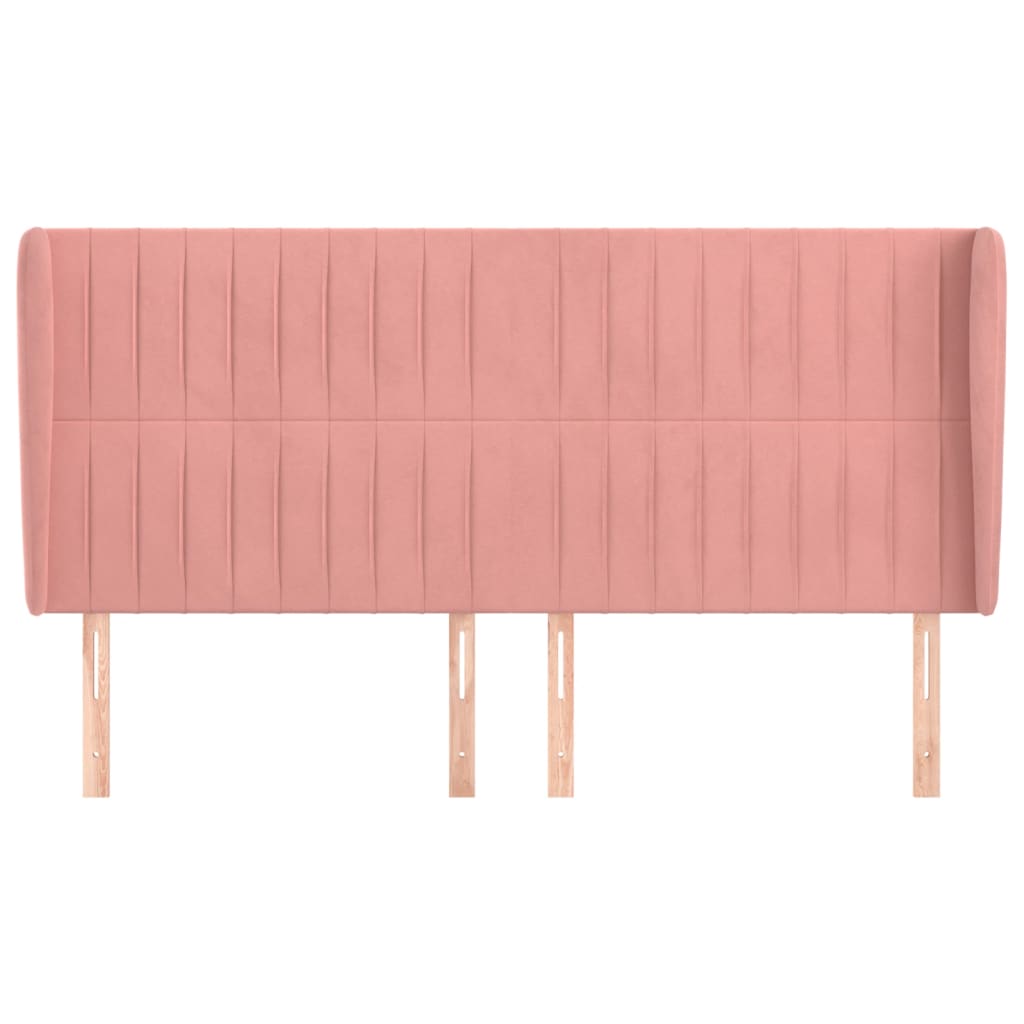 Uzglavlje s ušima ružičasto 163x23x118/128 cm baršunasto