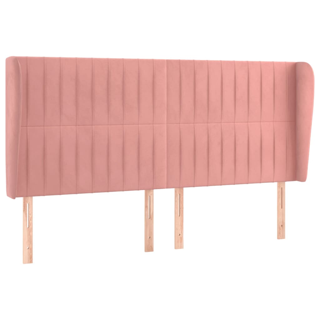 Uzglavlje s ušima ružičasto 163x23x118/128 cm baršunasto