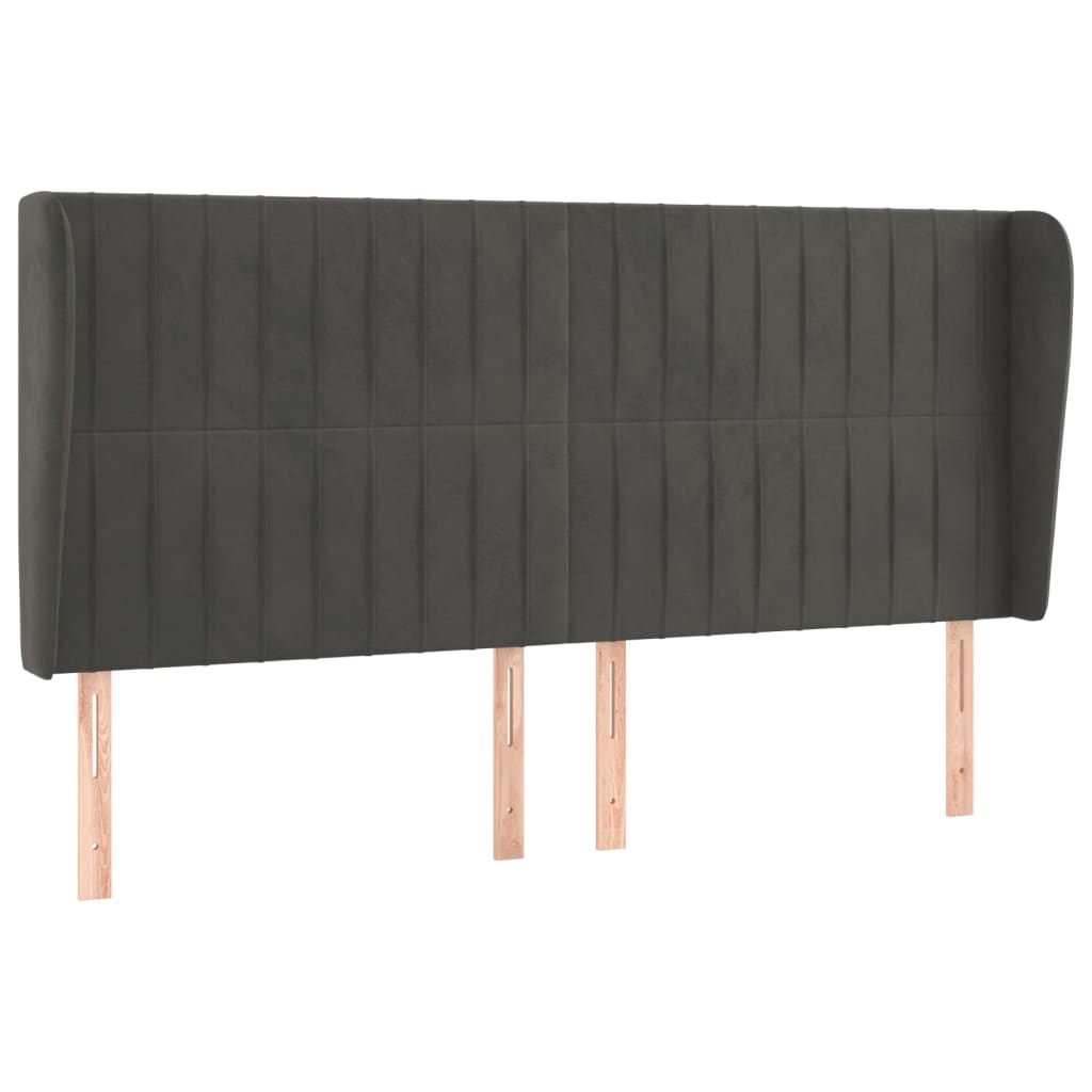 Uzglavlje s ušima tamnosivo 203x23x118/128 cm baršunasto