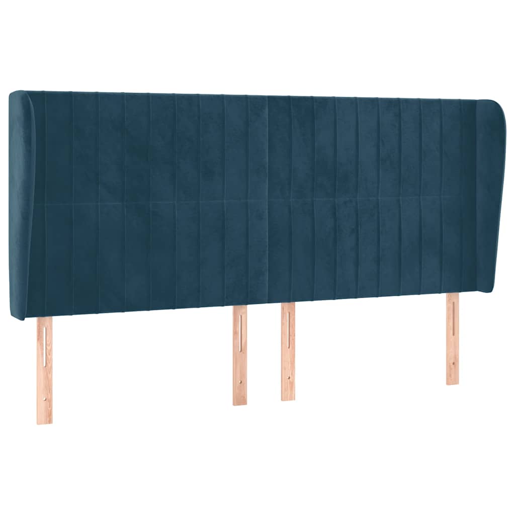 Uzglavlje s ušima tamnoplavo 203x23x118/128 cm baršunasto