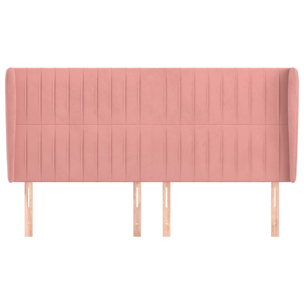 Uzglavlje s ušima ružičasto 203x23x118/128 cm baršunasto