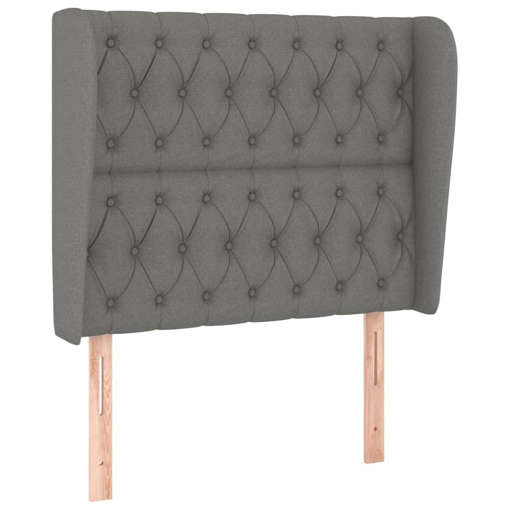 Uzglavlje s ušima tamnosivo 93x23x118/128 cm od tkanine