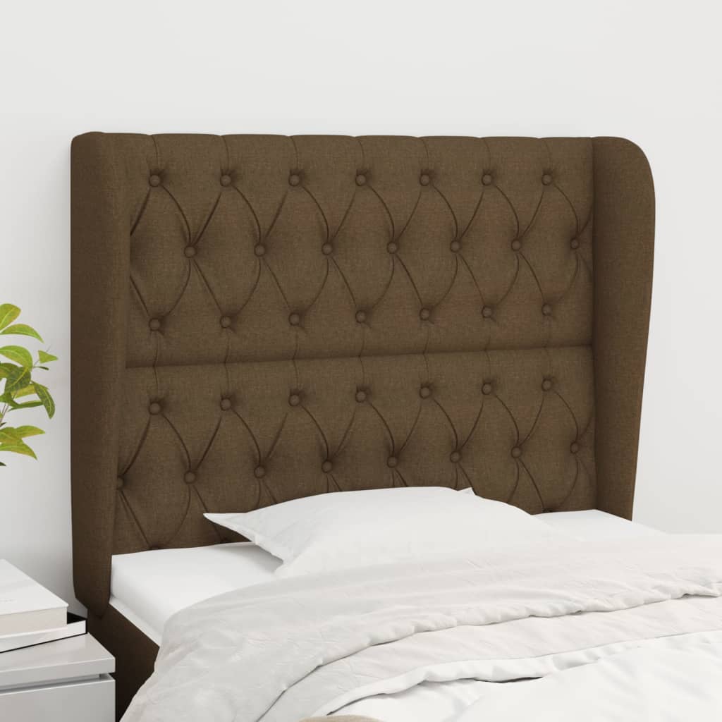 Uzglavlje s ušima tamnosmeđe 93x23x118/128 cm od tkanine