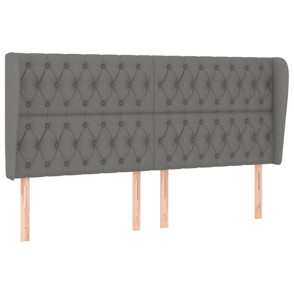Uzglavlje s ušima tamnosivo 203x23x118/128 cm od tkanine