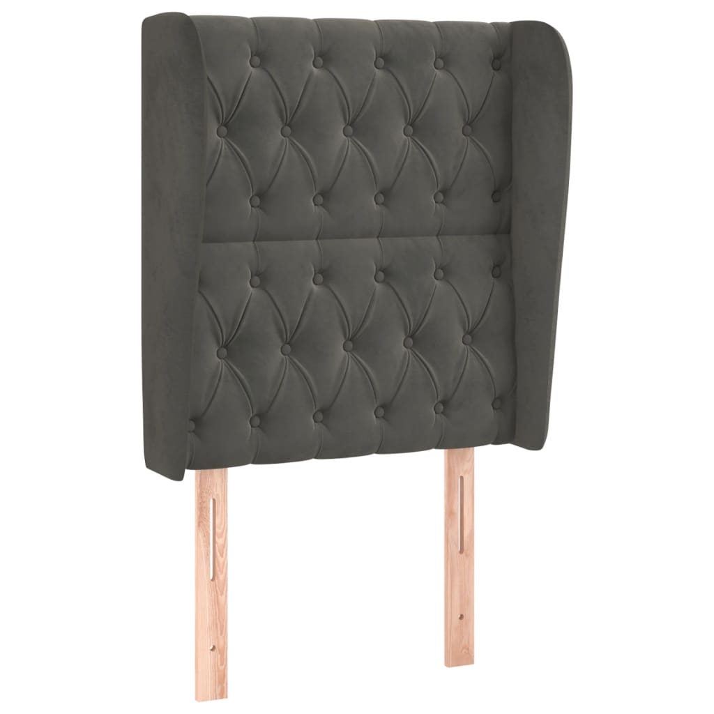 Uzglavlje s ušima tamnosivo 83 x 23 x 118/128 cm baršunasto
