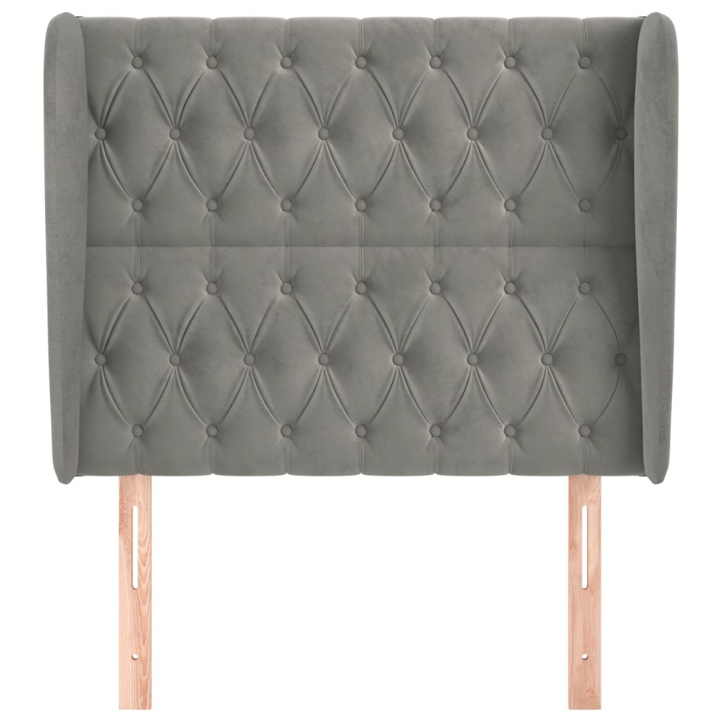 Uzglavlje s ušima svjetlosivo 93x23x118/128 cm baršunasto
