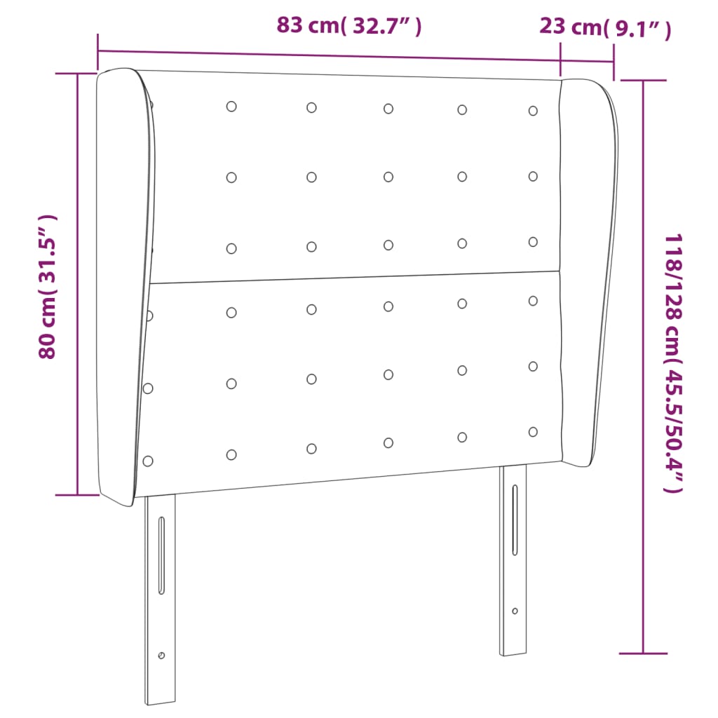 Uzglavlje s ušima plavo 83 x 23 x 118/128 cm od tkanine
