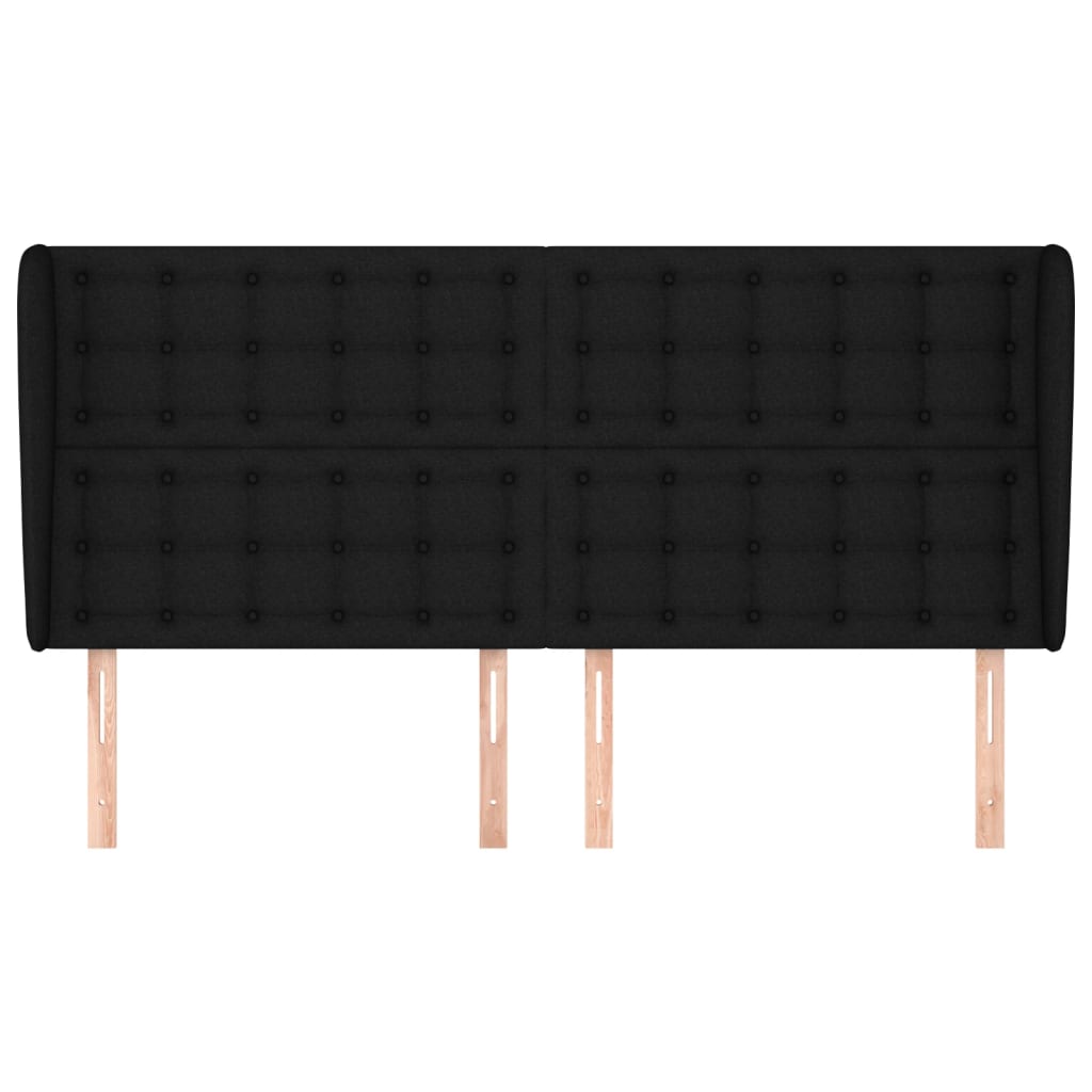 Uzglavlje s ušima crno 163x23x118/128 cm od tkanine