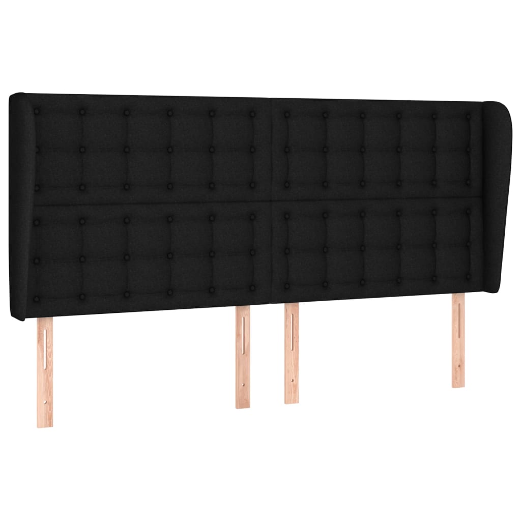 Uzglavlje s ušima crno 183x23x118/128 cm od tkanine