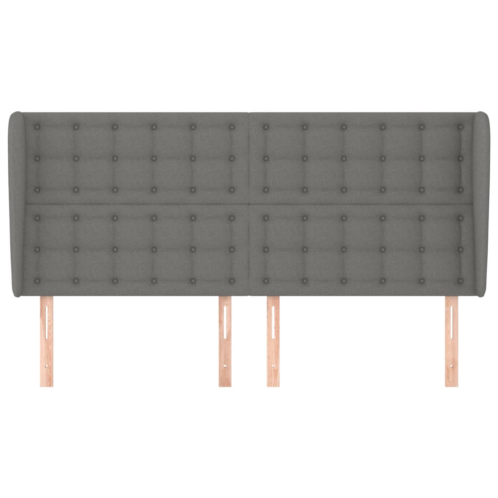 Uzglavlje s ušima tamnosivo 203x23x118/128 cm od tkanine