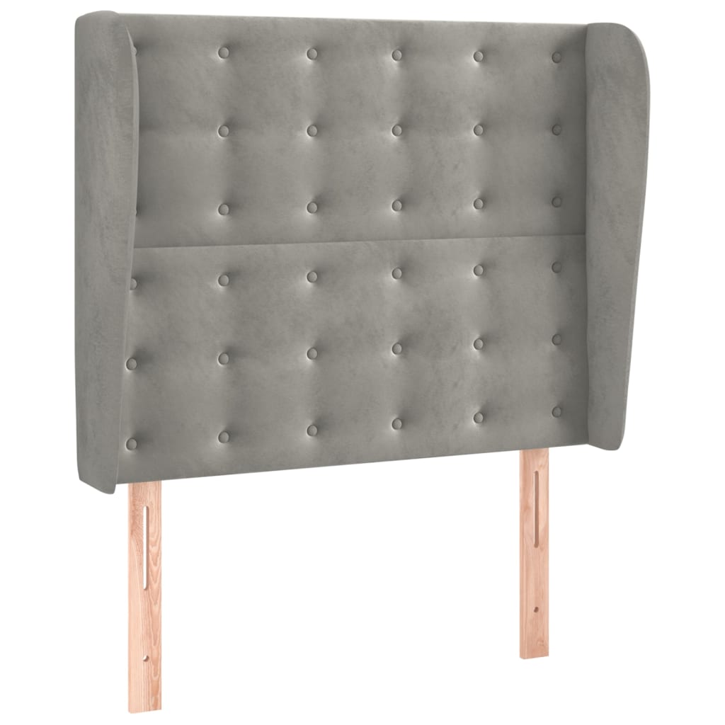 Uzglavlje s ušima svjetlosivo 83 x 23 x 118/128 cm baršunasto
