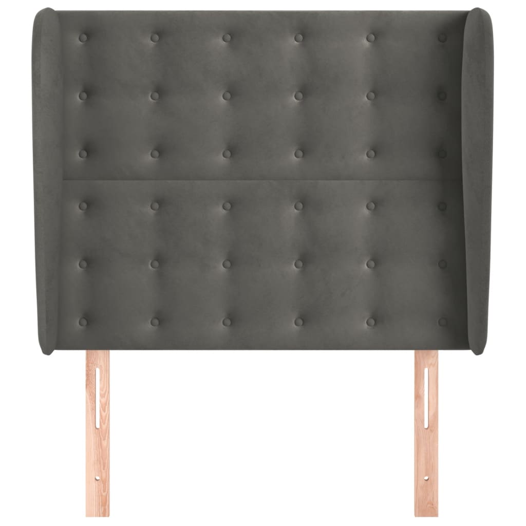 Uzglavlje s ušima tamnosivo 103x23x118/128 cm baršunasto