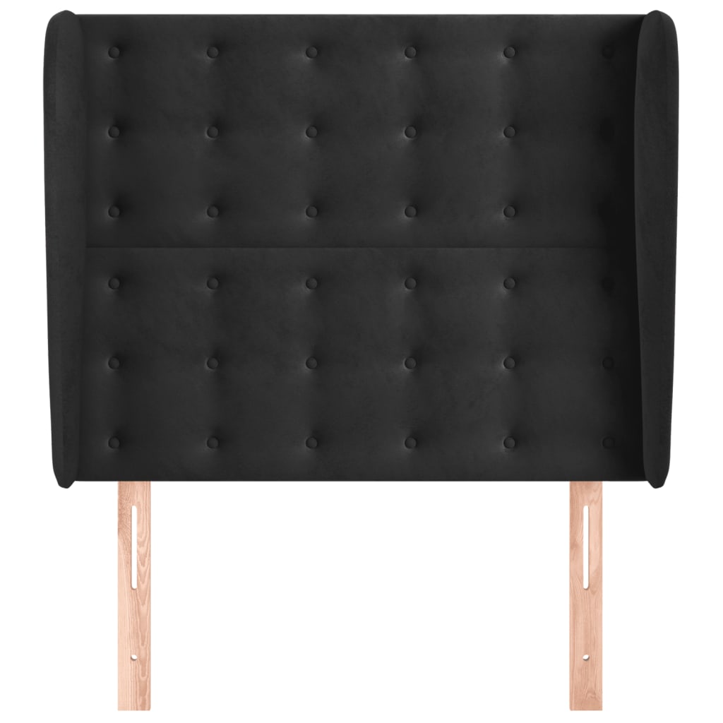 Uzglavlje s ušima crno 103x23x118/128 cm baršunasto
