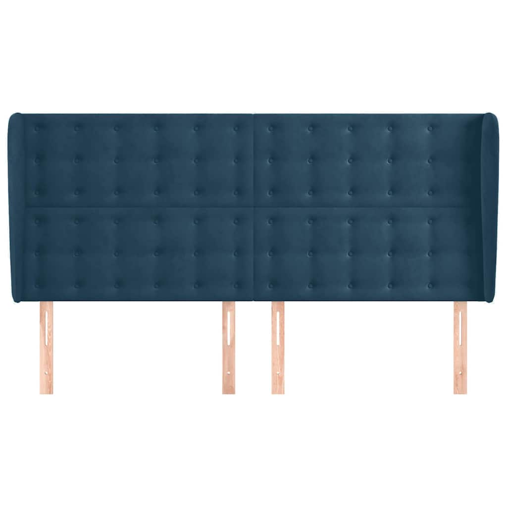 Uzglavlje s ušima tamnoplavo 203x23x118/128 cm baršunasto