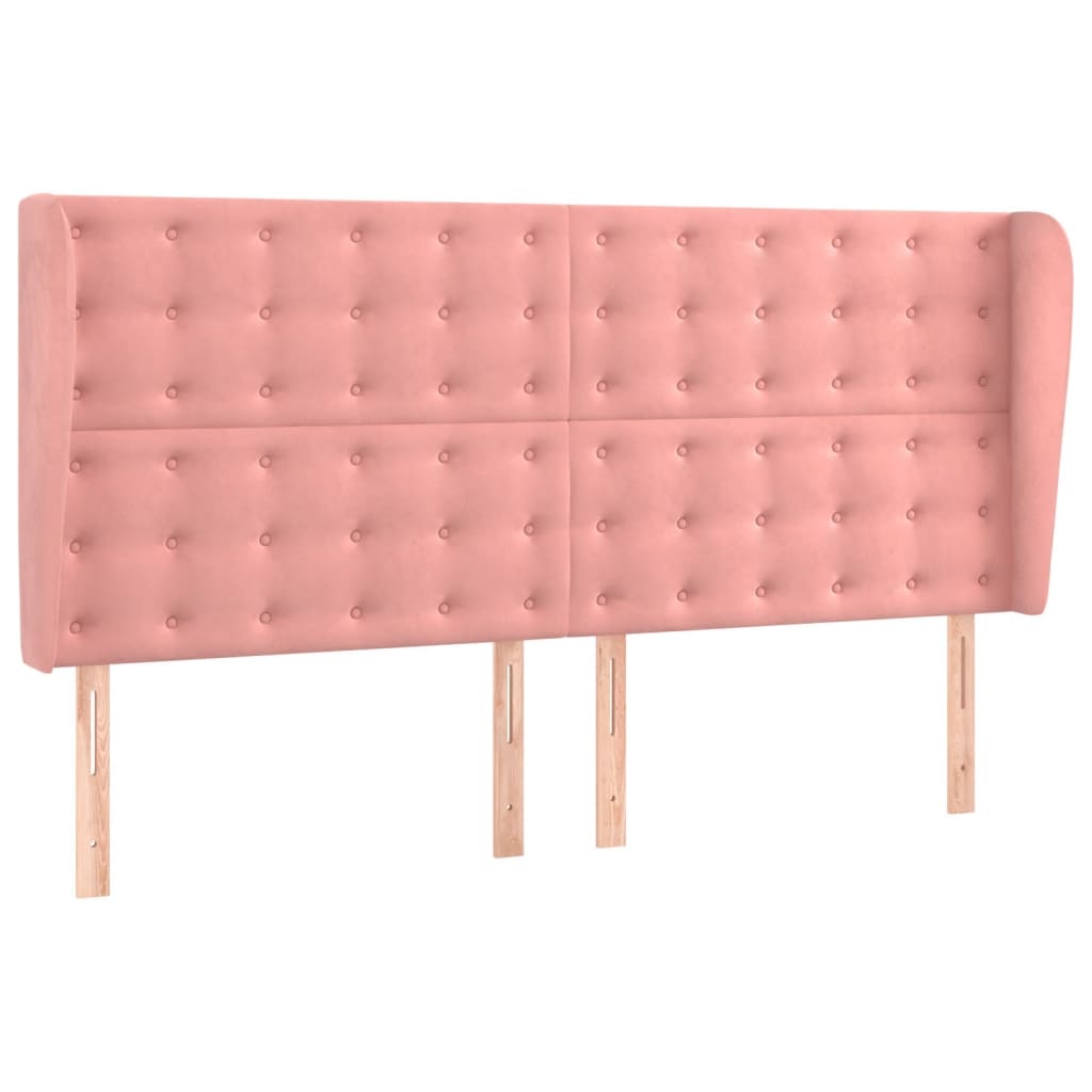 Uzglavlje s ušima ružičasto 203x23x118/128 cm baršunasto